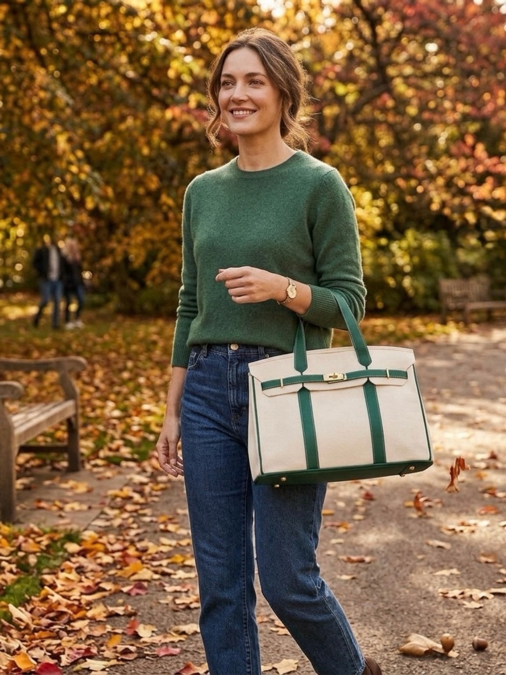 Boatkin Bag, FREE 4-Piece Styling Kit, Structured Canvas Boat Tote, GREEN